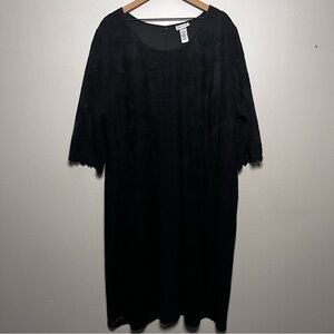 Catherines Women Dress 3X Black Crochet Overlay Midi Half Sleeve